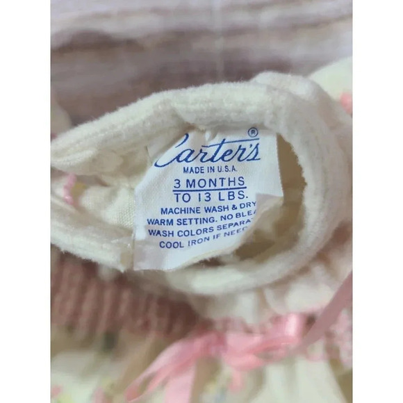 Vintage Carter's Baby Outfit Size 3 Months One-Piece Floral Smocked Made in USA - Picture 3 of 3